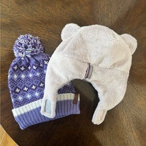 Obermeyer Purple and Cream Kids Hat Duo
